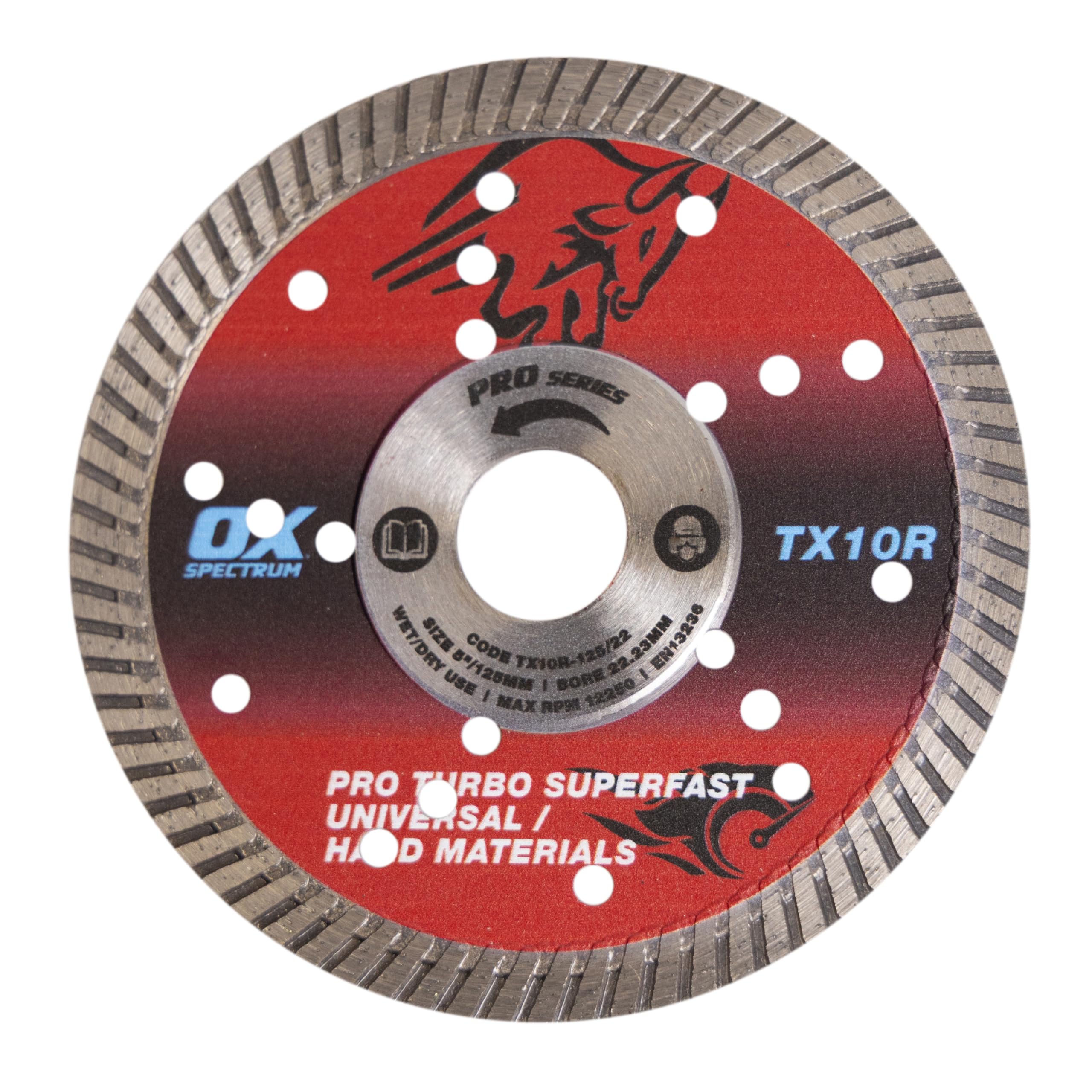 OX Tools TX10R-125/22 OX-TX10R Spectrum Superior Turbo Diamond Blade, 125/22.23mm, Red