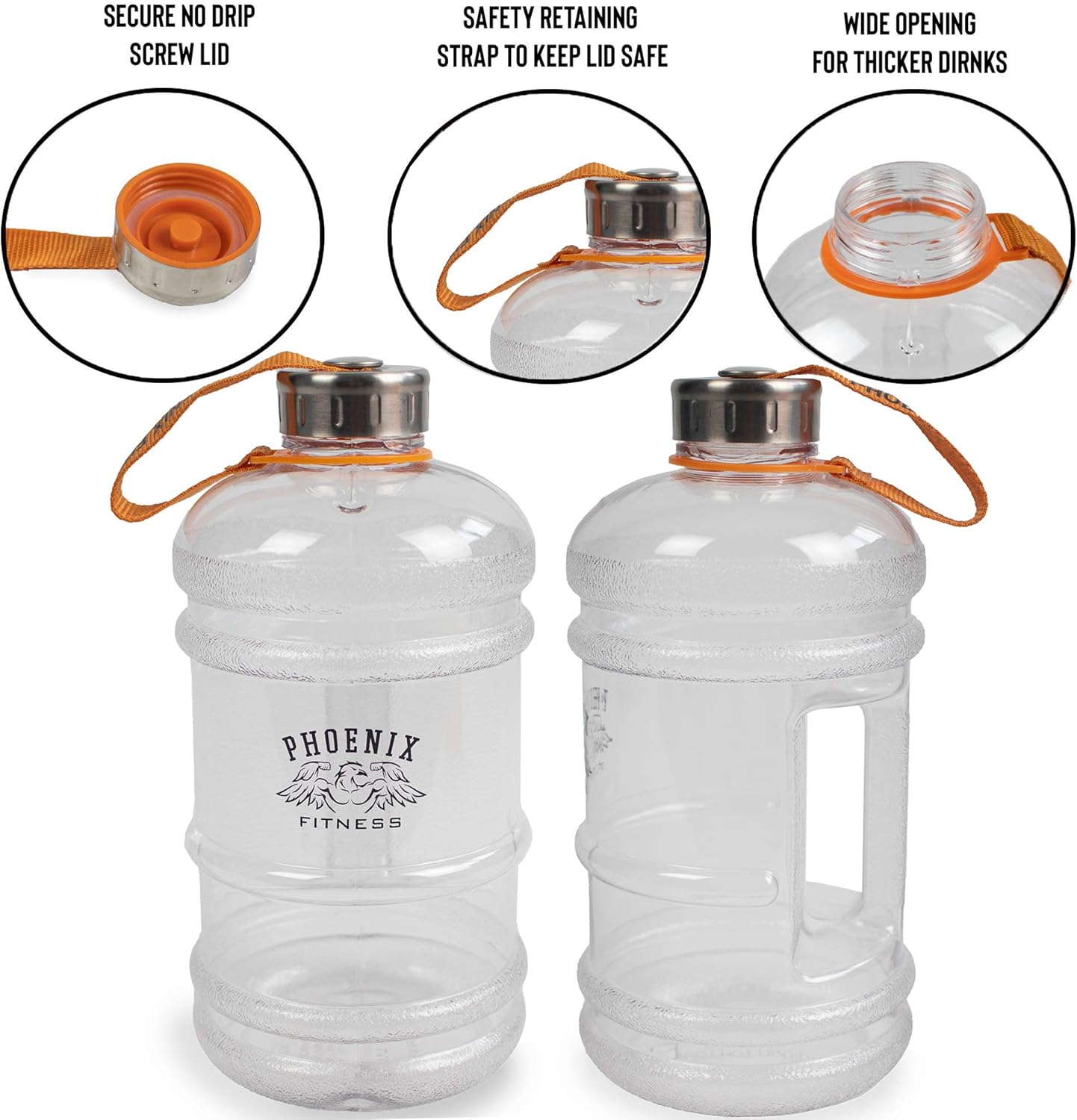 Phoenix Fitness Water Bottle, 2L Drinks Bottle with Leakproof Cap and Carry Strap, Lightweight Bottle for Sports Gym & Travel - Image 4