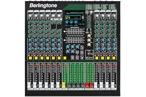-Berlingtone,12-Channel Professional Bluetooth Audio Mixer, PC Recording, 24 DSP Effects,48V Phantom Power, 10 Microphone Jack, 14 band EQ, RCA Input/Output, Unpowered (BR-212MX)