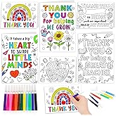 HOWAF 12pcs Teacher Appreciation Coloring Cards with 12 Pens, Color Your Own Thank You Teachers Cards from Kids Crafts, Thank You Teachers Colouring Greeting Cards Teacher Appreciation Gifts