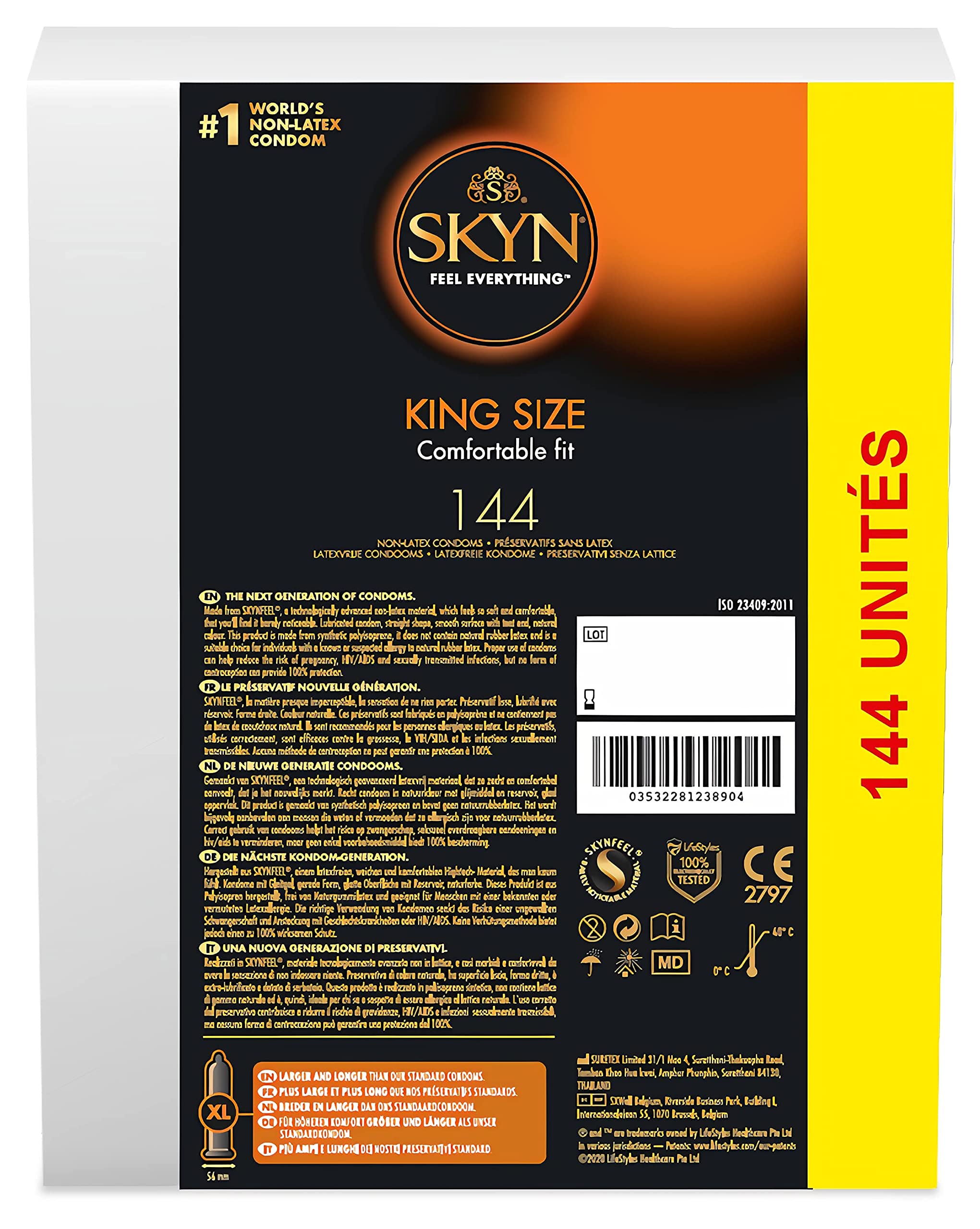 Skyn King Size, 144 Condoms, Large Size, Mega Pack