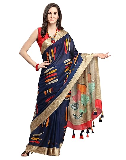Women's Linen Saree With Blouse Piece
