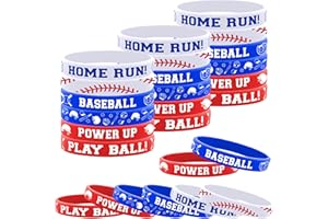 Lesnala 48 PCS Baseball Rubber Bracelets Motivational Silicone Wristband Sports Themed Party Favor for Kids Teens Adults Gifts 6 Styles