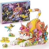 JOJO&Peach Creator Flower and Cat Animal Toy Building Set, Collectible Building Toy, Valentine's Day Gifts for Kids & Adults,