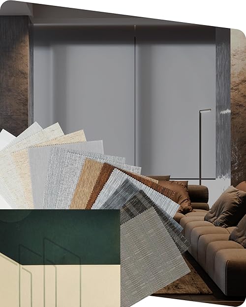 Yoolax Motorized Blinds with Remote, Light Filtering Smart Blinds Compatible with Alexa Google Home, Automatic Shades for Windows Living Room, Fabric Sample (Multicolor)