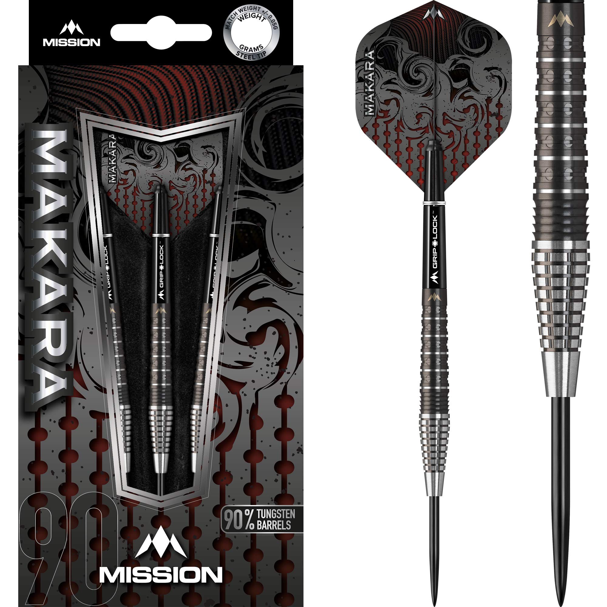 Mission Darts Makara Darts Set M2 21g 23g 25g grams Graphite PVD Black (25)