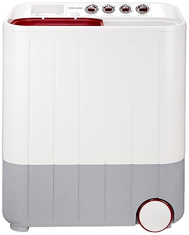 Samsung 6.5 kg Semi-Automatic Top Loading Washing Machine (WT657QPNDPGXTL, White and Maroon)