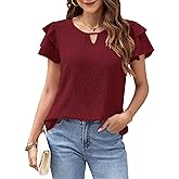 MOLERANI Blouses for Women Dressy Casual Tops Business Work Short Ruffle Sleeve Cute Summer Shirts Trendy Outfits 2025