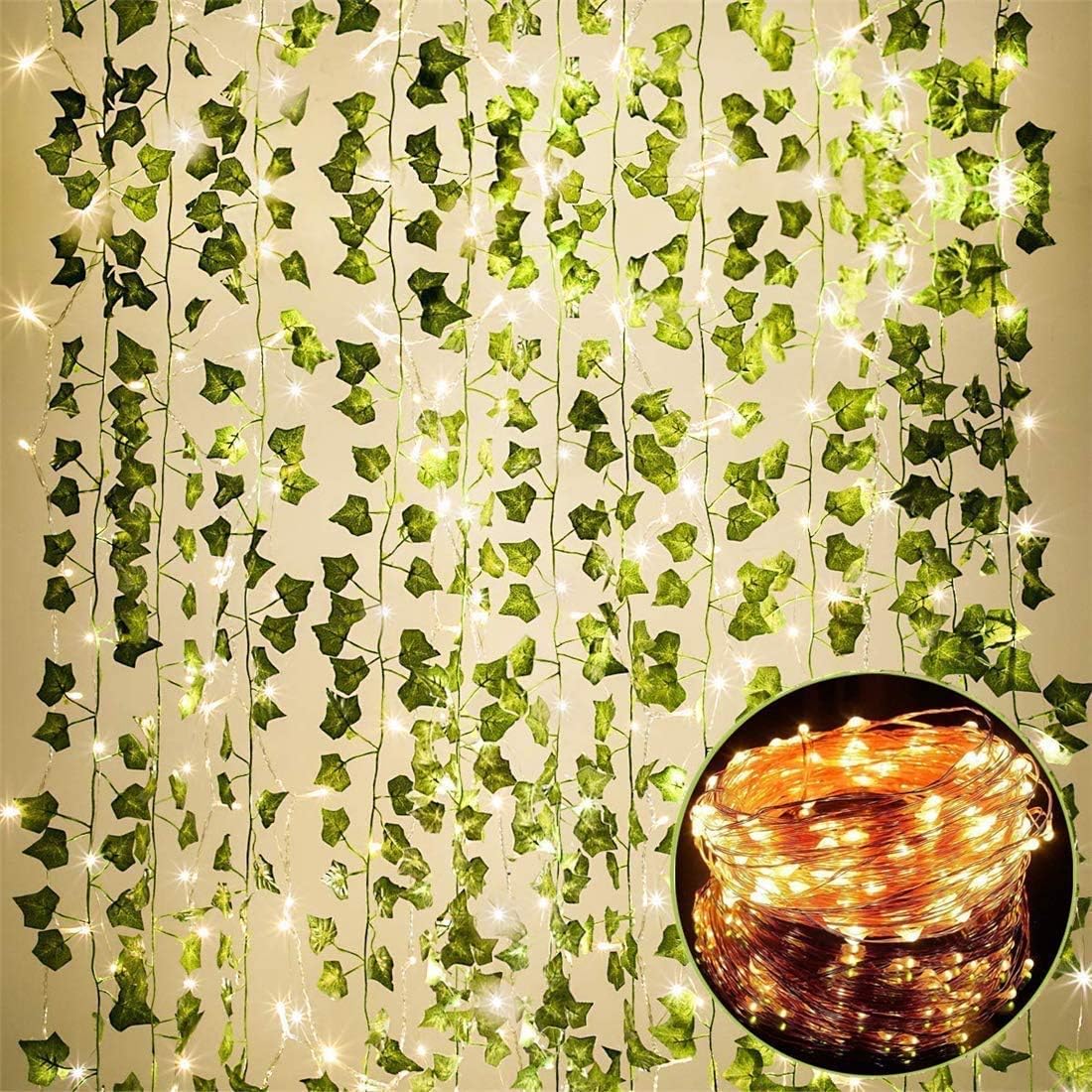 25m 12 Stück Efeu Blätter Girlande Künstlich Gefälschte Pflanzen mit