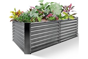 Land Guard 8×4×2 ft Galvanized Raised Garden Bed Kit, Galvanized Planter Raised Garden Boxes Outdoor, Large Metal Raised Gard