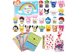 buersur Valentine Cards for Kids Classroom - 24 PCS Cute Building Blocks and 24 PCS Theme Cards for Boys Girls School Classroom Exchange Gifts Prizes Gifts