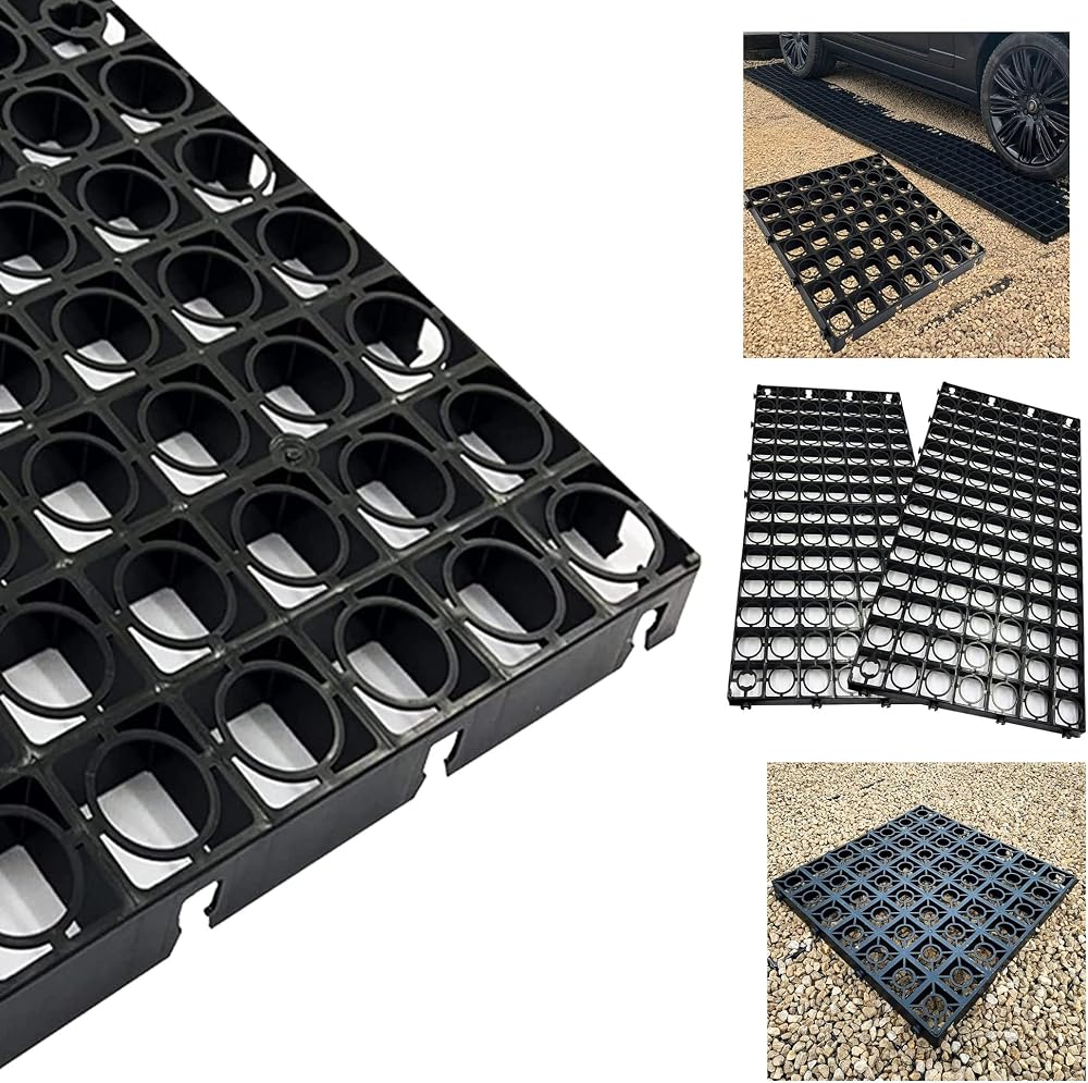 Pluto Packaging Outdoor Gravel Protector Greenhouse Grid 24 pcs Black