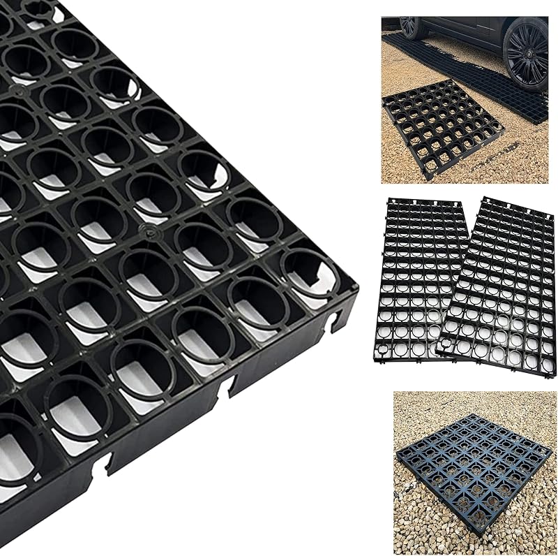 Pluto Packaging Outdoor Gravel Protector Greenhouse Grid 24 pcs Black