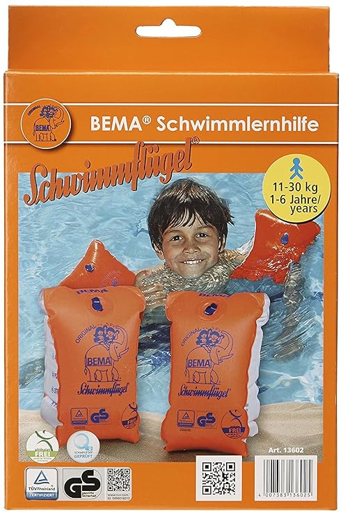 BEMA® Original Schwimmflügel, orange, Größe 0, 11-30 kg, 1-6 Jahre (3 Paar)