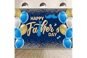ANSOUFIEN Fathers Day Decorations Backdrop, Happy Father's Day Banner Father's Day Balloons Backgrounds for Father's Day Party Decor 71 Inch x 43 Inch
