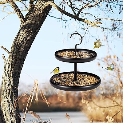 Download Buy Bolite 18039 Bird Feeder Hanging Tray Bird Feeder For Outside Double Layered Wild Bird Feeders Black Online In Indonesia B08dcpys29