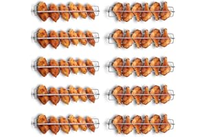 FOGESION 10 Pack Wing Rails For Grilling Chicken Wings - Chicken Wings BBQ Forks, Stainless Steel Rail Grill Clamps - Suitable For Grilling At Any Party, Outdoor Picnic, Or Camping Barbecue