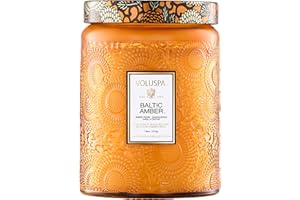 Voluspa Baltic Amber Candle, 18 oz, Coconut Wax Blend, Scented Candles for Home, 100 Hour Burn Time, Candle Jar