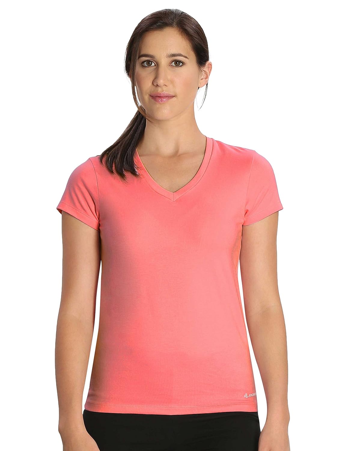 jockey women's cotton v-neck tee (1359-0105-blpnk_pink_x-large)