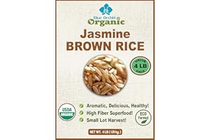 BLUE ORCHID ORGANIC Organic Brown Jasmine Rice from Thailand - Whole Grain Vegan Natural Healthy Superfood Gluten-free - 4 LB