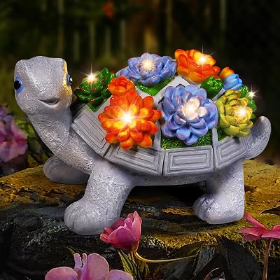 Eletorot Garden Solar Turtle with LED Lights Plant Ornament