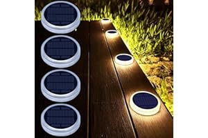 LACASA Solar Deck Lights, Driveway Walkway Dock Light Solar Powered Outdoor Waterproof Stair Step Pathway Ground LED Lamp for Backyard Patio Garden, Auto On/Off - Warm White - 4 Pack