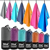 Sfee 2 Pack Microfiber Travel Towel, Quick Dry Camping Towel Super Absorbent Compact Lightweight Sports Gym Towels Set for Gym, Hiking, Pool, Backpacking, Bath, Yoga