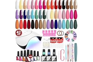 VANREESA 42 Pcs Gel Nail Polish Kit with U V Light 24 Colors Gel Nail Polish Base Coat Glossy & Matte Top Coat Complete Gel Nail Kit with Manicure Tools Gifts for Women Girls
