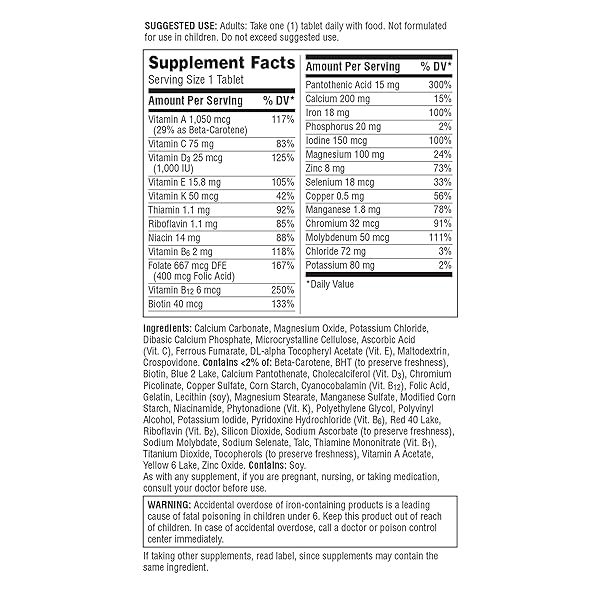 CENTRUM MULTIVITAMIN FOR WOMEN, MULTIVITAMIN/MULTIMINERAL SUPPLEMENT WITH IRON, VITAMIN D3, B VITAMINS AND ANTIOXIDANT VITAMINS C AND E, GLUTEN FREE, NON-GMO INGREDIENTS – 120 COUNT