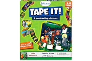 Skillmatics Puzzle Activity - Tape It Animal Sticker Puzzles, 300+ Easy-Tear Stickers, Reusable Art & Craft Kit, Educational Fine Motor Skills & Travel Toy, Gift for Kids Ages 4, 5, 6, 7, 8