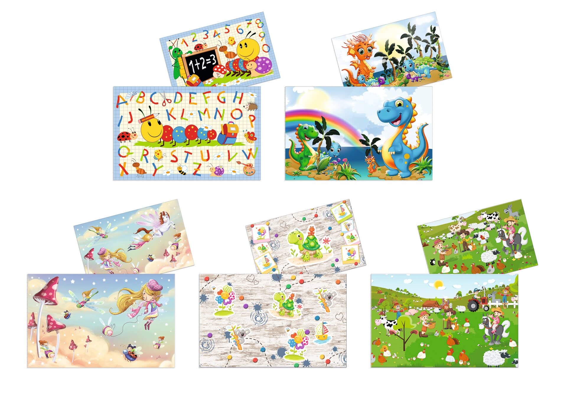 HERMA 19694 Desk Mat Nursery Friends Set of 10, 55 x 35 cm, Non-Slip, Wipe Clean and Double-Sided Desk Mat Made of Sturdy Cardboard, Table Mat for Children