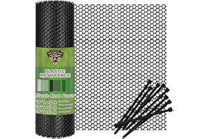 AHUA WALSONG Plastic Wire Mesh Fence 16IN x 10FT, Black Plastic Net, Suitable for Poultry, Dogs, Rabbits, Snakes, Garden Barrier, Balcony Pet Fence, Chicken Fence