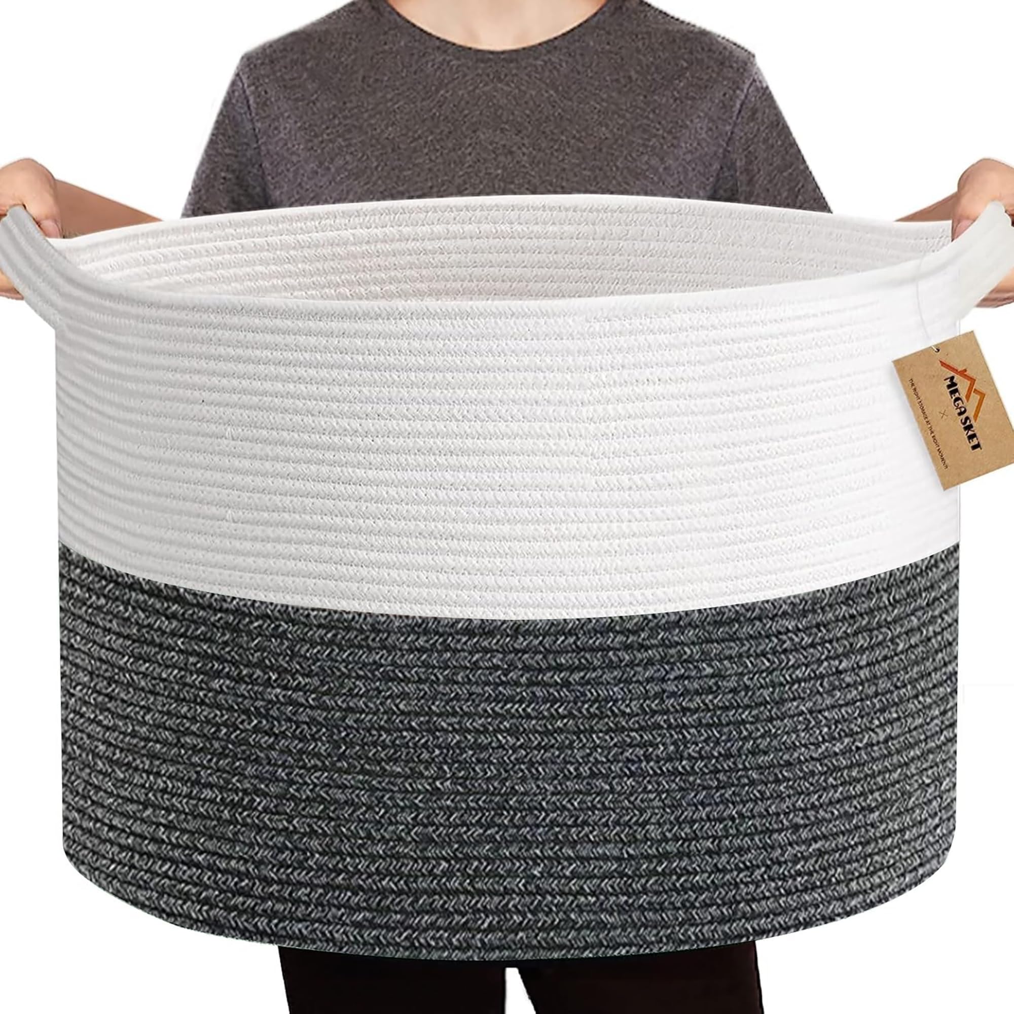 MEGASKET Extra Large Blanket Basket, 22" X 22" X