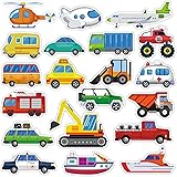 20 PCS Transportion Thick Gel Clings Vehicle Window Gel Clings Decals Stickers for Kids Toddlers and Adults Home Airplane Cla