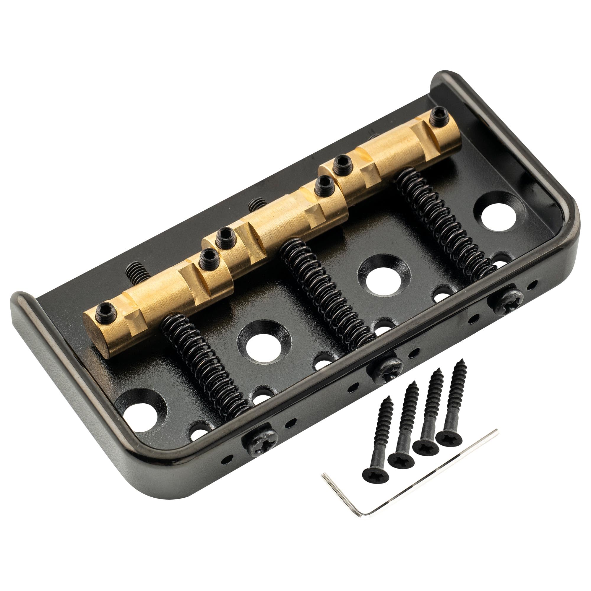 Musiclily Ultra 54mm Aluminum Short Plate Vintage Tele Bridge with Brass Compensated 3-Saddle for Tele Style Electric Guitar, Black