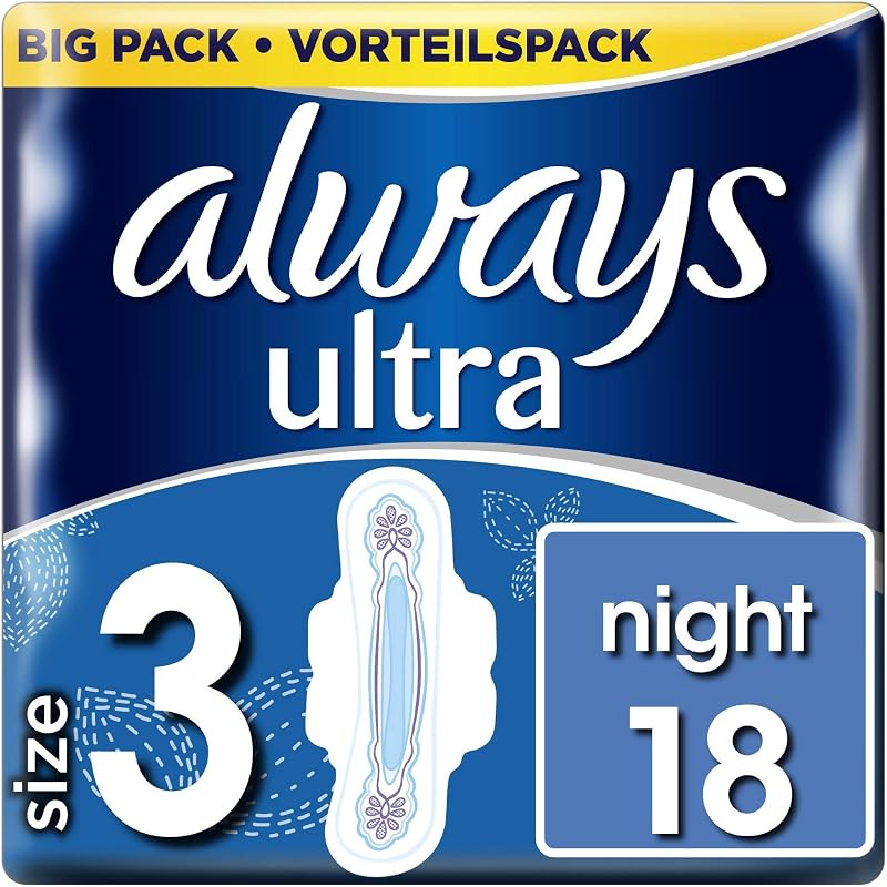 Always Ultra Night Sanitary Pad Pack of 18 - Up to 8 Hour Protection