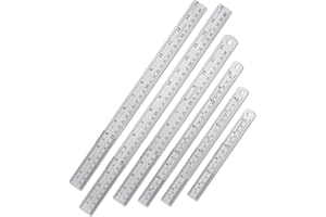 Mr. Pen- Stainless Steel Ruler, 6 pcs, 6", 8", 10", 12", 14", 16", Black, Metric Metal Ruler Set, mm Ruler, Metal Rulers, Lon
