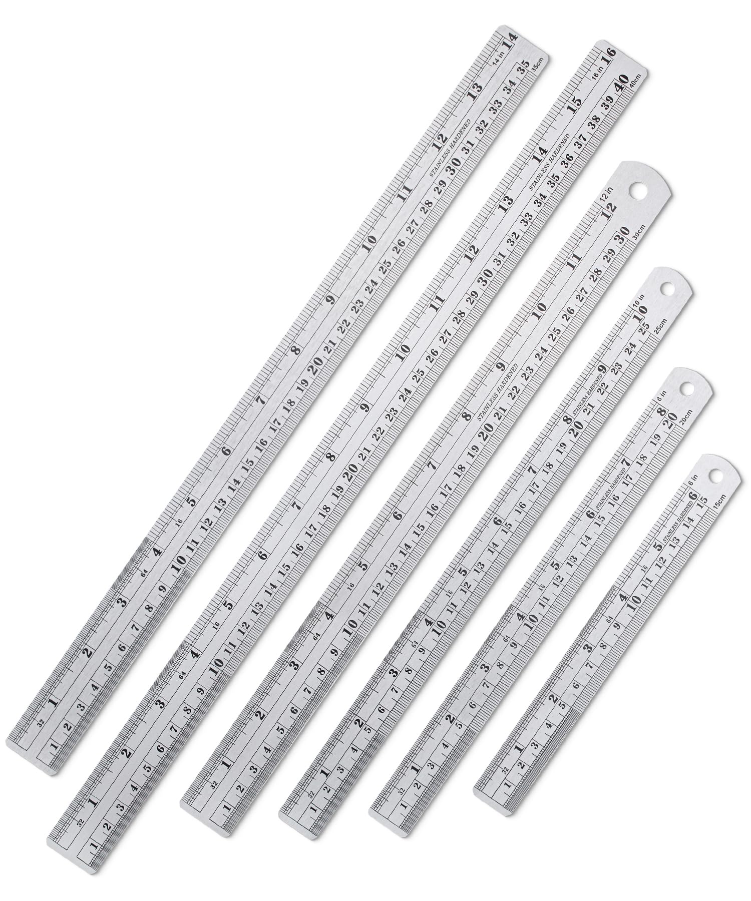 Photo 1 of Mr. Pen Stainless Steel Ruler Set, 6-16", "Metric Metal Ruler, Long and Small Sizes, Straight Edge