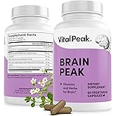Vital Peak® Brain Peak - Brain Supplements for Memory and Focus - Supports Brain Health - with Niacin, GABA, Alpha GPC, L-Tyrosine, Bacopa Monnieri - Vegan, Gluten Free, Dairy Free - 60 Capsules