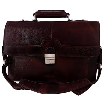 ZINT VINTAGE LOOK BROWN PURE LEATHER MENS PORTFOLIO BAG OFFICE BAG LAPTOP BAG MESSENGER BAG/GIFTS FOR HIM