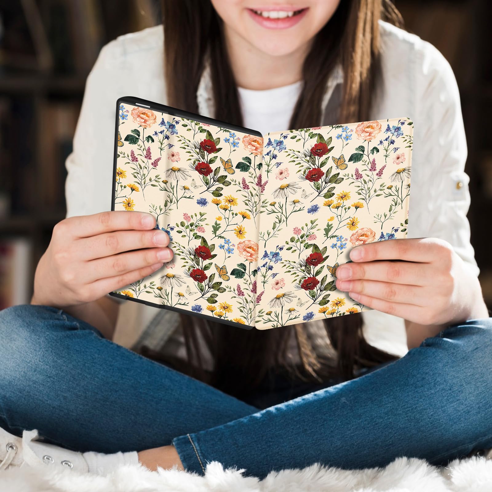 for Kindle Oasis case 7 Inch (10th Generation 2019, 9th Generation 2017) Women Girls Cute Floral Folio E-Reader Covers Pretty Auto Wake/Sleep for Amazon Kindle Oasis 10th/9th Gen Cases 7”