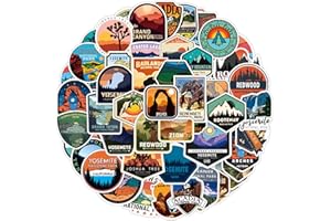 BJSK National Park Cool Stickers for Water Bottles, 50pcs Waterproof Outdoor Nature Adventure Travel Stickers for Luggage Laptop Bike Car Motorcycle Skateboard Vinyl