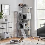 Yaheetech Large Cat Tree 178cm Tower with 2 Condos Scratching Posts Light Grey view 2