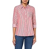 Tommy Hilfiger Womens Collared Long Sleeve Button Up Shirt with Roll Tab Sleeve