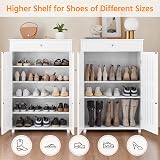 Yaheetech 5-Tier Shoe Cabinet White Wooden Shoes Storage Cabinet with Drawer view 5