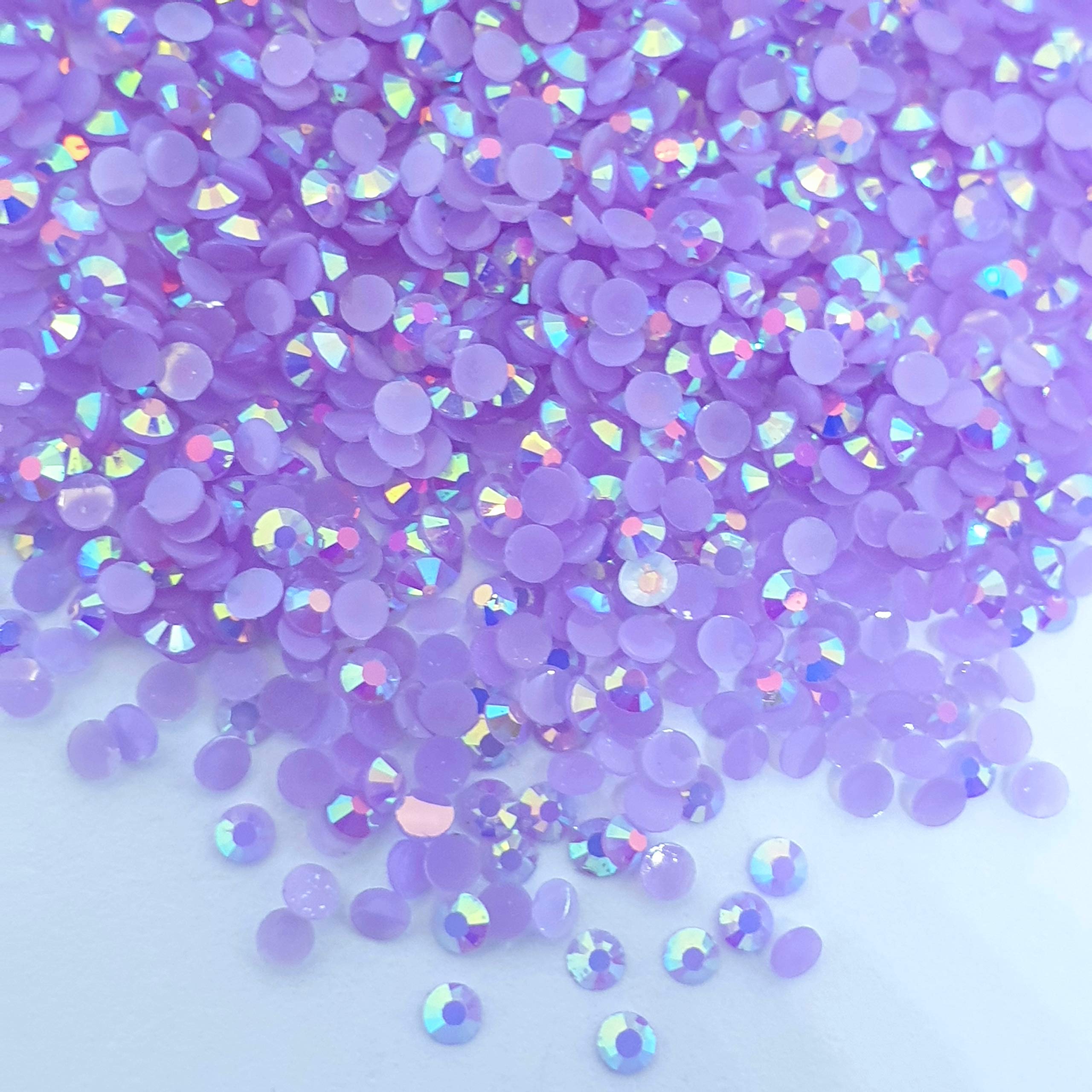 MajorCrafts 4000pcs 2mm ss6 Jelly AB Flat Back Round 14 Facets Resin Rhinestones Arts and Crafts Embellishment Gems (Lilac Purple AB C66)