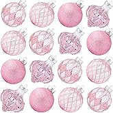 Pink and Clear Christmas Ornaments Ball for Tree, 3.15'' Clear Plastic Ornaments Balls Shatterproof Christmas Tree Decorations Baubles for Holiday Wedding (Pink)