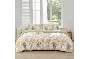 SAPHREAS Botanical Maple Leaf Duvet Cover Set King 3pcs Leavse Plant Bedding Comforter Cover Set 1 Duvet Cover with Zipper Ties 2 Pillow Shams, Comforter Not Included