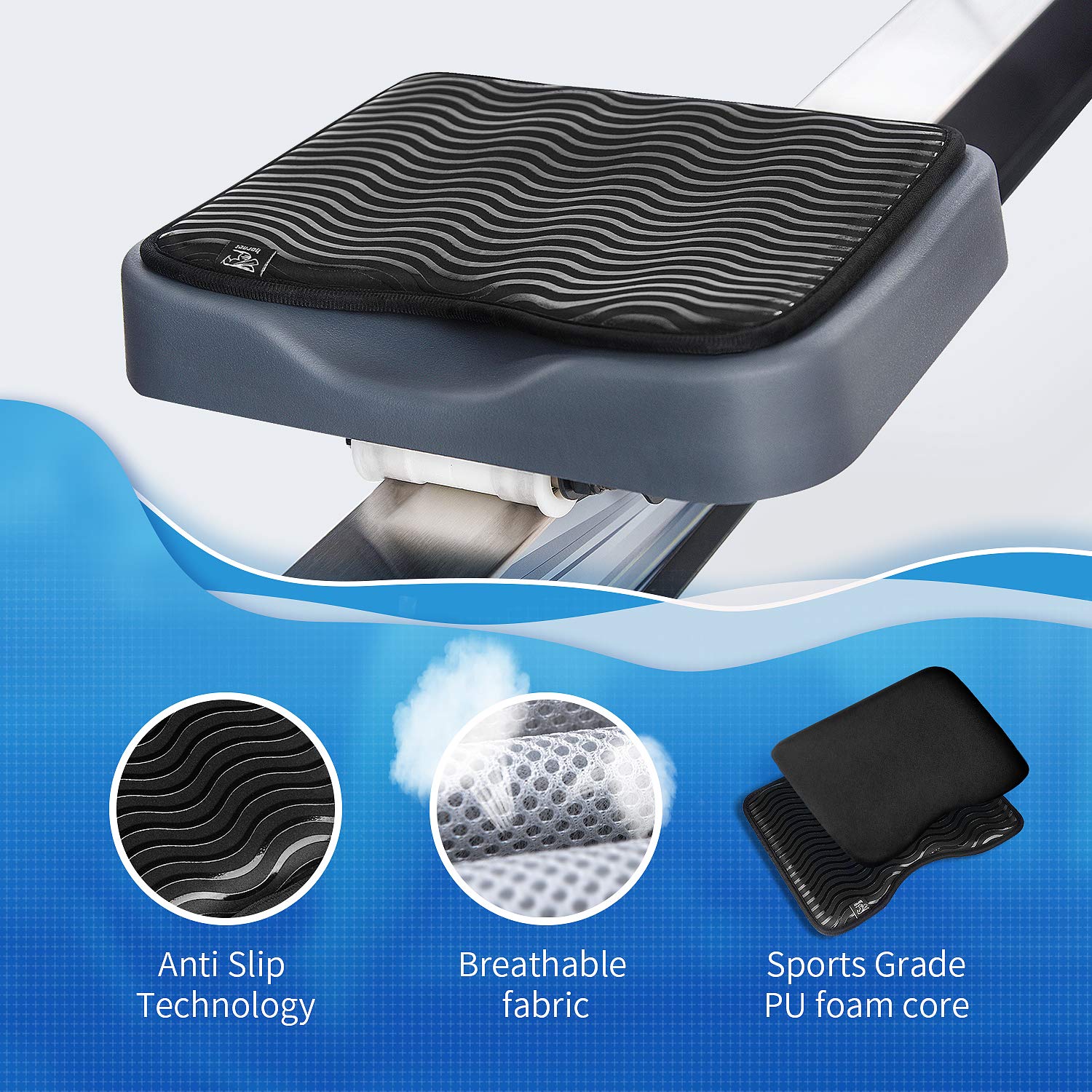 Rower Seat Pad fits Perfectly Over Concept 2 Rower Anti Slip Rowing