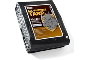 GUARD SHIELD Super Heavy Duty Black/Silver Ploy Tarp Cover 20x20 Feet Waterproof Tarps 16mil Thick UV and Tear Resistant Tarpualin